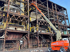 December 2021 - Demolition of Boiler House Cutting Connections between Bays