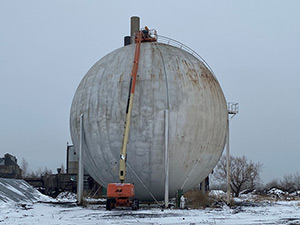 February 2021 - Preparing the Gas Holder (aka Gas Ball) for demolition