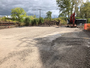October 2019 - Site 108 - view looking north.  Completed expansion of the decontamination area; final compaction and grading ongoing.